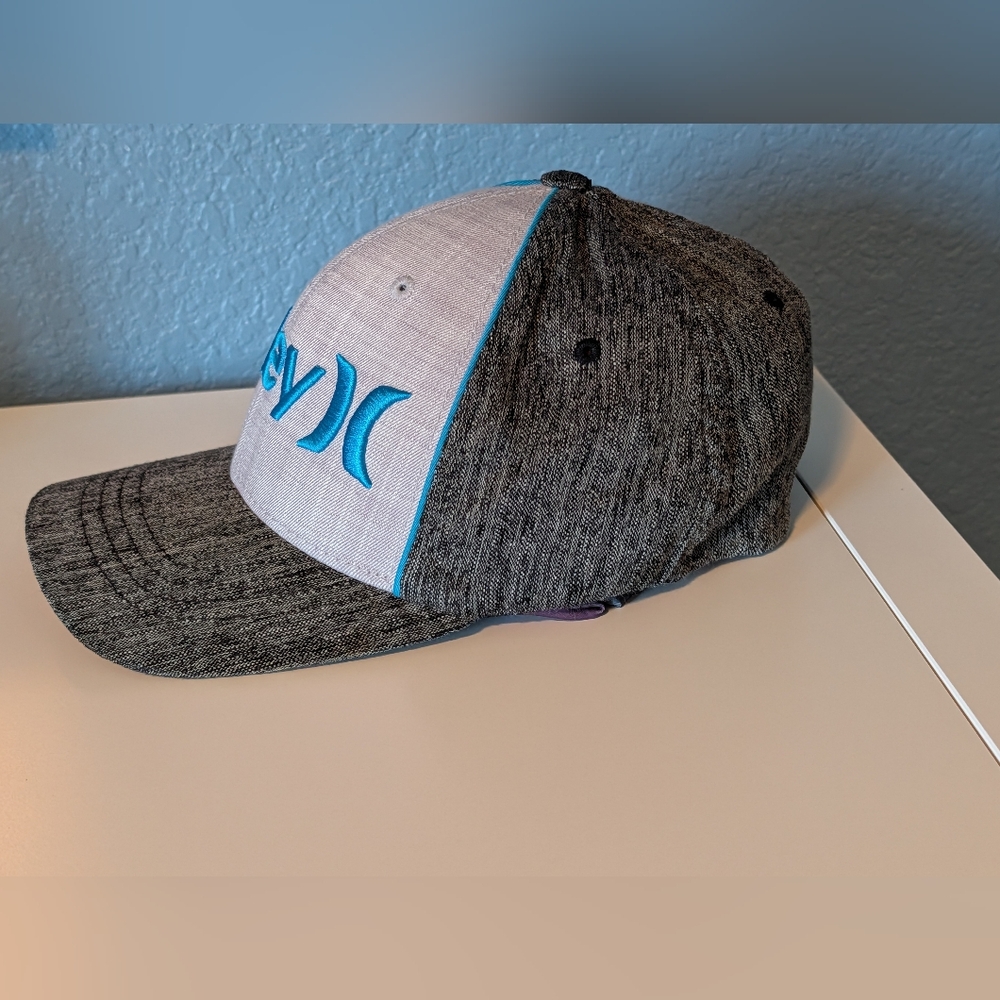 Gray and White Hurley Cap with Blue Logo